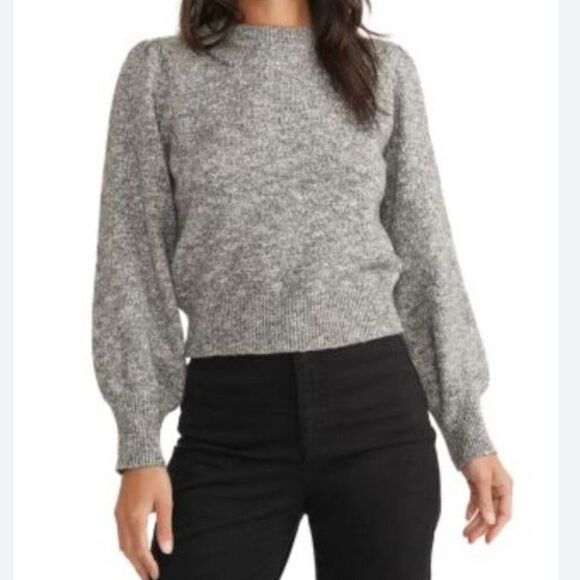 Marine Layer Sweaters - Marine Layer Alma Puff Sleeve Sweater Sz M Slightly Cropped Marled Knit Soft